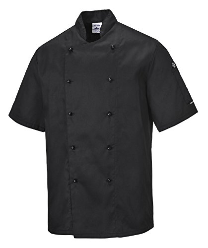 Portwest C734 - Chaqueta Kent cocineros, color Negro, talla Medium