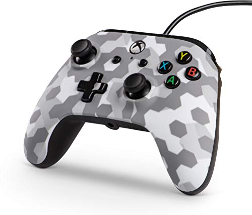 PowerA Mando con Cable con licencia oficial para Xbox One, Xbox One S, Xbox One X y Windows 10 - Escarcha ártica Camo