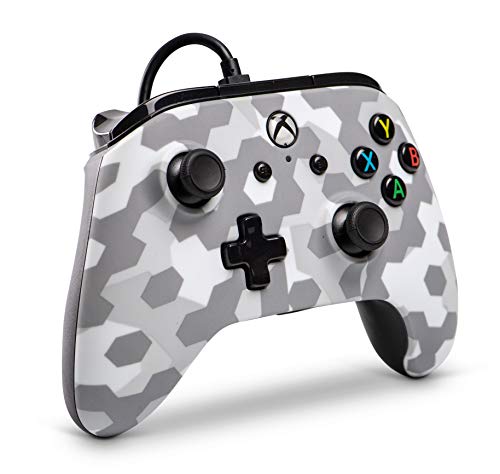 PowerA Mando con Cable con licencia oficial para Xbox One, Xbox One S, Xbox One X y Windows 10 - Escarcha ártica Camo