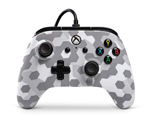 PowerA Mando con Cable con licencia oficial para Xbox One, Xbox One S, Xbox One X y Windows 10 - Escarcha ártica Camo