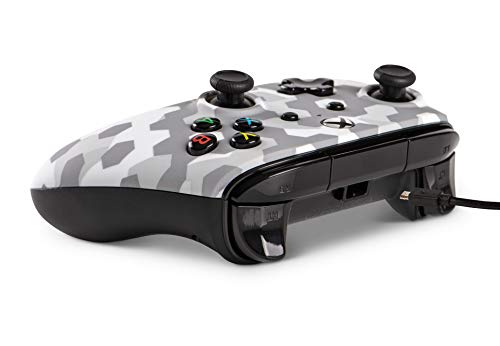 PowerA Mando con Cable con licencia oficial para Xbox One, Xbox One S, Xbox One X y Windows 10 - Escarcha ártica Camo