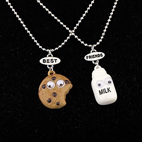 PPX 4 piezas Galletas en miniatura galletas Collares de leche y collar de frutas Set para los mejores amigos Pareja Graduación Regalos de San Valentín Forma de corazón Lindo aguacate de arcilla