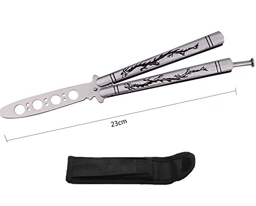 Práctica de acero inoxidable plegable mariposa entrenador cuchillo peine Forma de entrenamiento cuchillo Kit de herramientas Dragon Carve