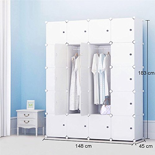 PREMAG - Guardarropa portátil para colgar ropa, armario combinado, armario modular para ahorrar espacio, organizador ideal para libros, juguetes