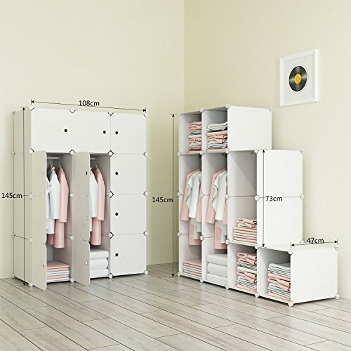 PREMAG - Guardarropa portátil para colgar ropa, armario combinado, armario modular para ahorrar espacio, organizador ideal para libros, juguetes