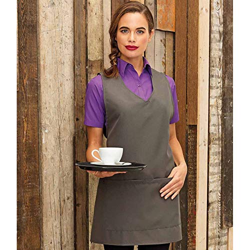 Premier - Delantal estilo túnica cruzado para mujer (L/XL) (Gris oscuro)