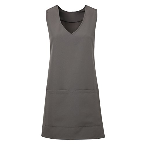 Premier - Delantal estilo túnica cruzado para mujer (L/XL) (Gris oscuro)