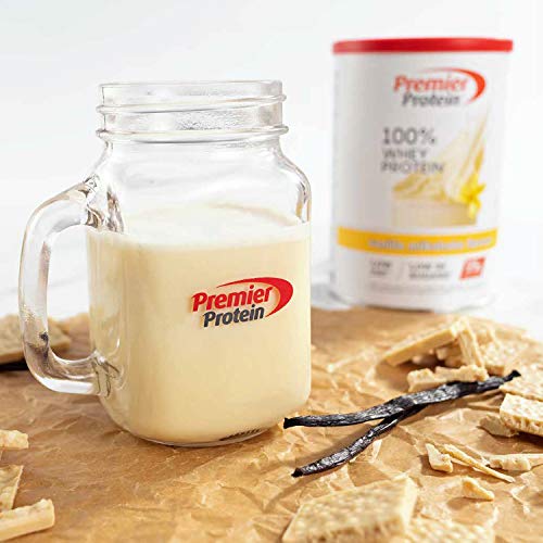 Premier Protein 100% Whey Powder Vanilla Milkshake 315g-Alta Proteína Baja Azúcar y Grasa Polvo+Proteína de Suero, 3 unidades