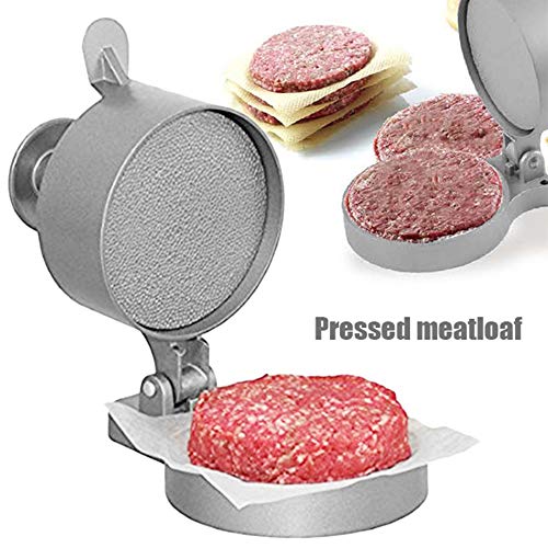 Prensa de hamburguesa ajustable individual de aluminio, placa de barbacoa de aluminio, control de espesor, revestimiento antiadherente, para hamburguesas domésticas, carne de res, alimentos prensados