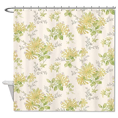 Presock Cortinas De Ducha, Polyester Laura Ashley Geisheet Waterproof Yellow Curtain for The Shower Bathroom Decor Home Decorations with Hooks Set 150 X 180cm, Polyester, Yellow, 60"x72" (150x180cm)