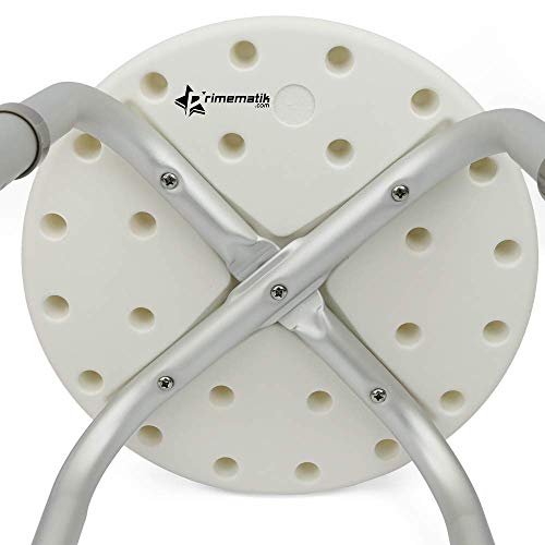 PrimeMatik - Taburete de Ducha Redondo 32cm Antideslizante Regulable en Altura