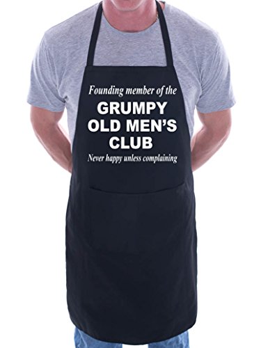 Print4U Grimpy Old Men Barbacoa cocinar Divertido de la Novedad Delantal Negro