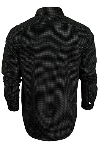 Process Black - Camisa casual - Lunares - Manga Larga - para hombre negro azabache Medium
