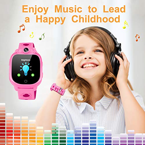 Prograce Reloj inteligente para cámara digital para niños con juegos, reproductor de música, conteo de pasos con podómetro, radios FM, linternas y pantalla táctil de 1.5 pulgadas para el cumpleaños de