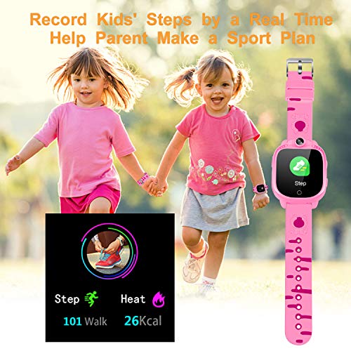 Prograce Reloj inteligente para cámara digital para niños con juegos, reproductor de música, conteo de pasos con podómetro, radios FM, linternas y pantalla táctil de 1.5 pulgadas para el cumpleaños de