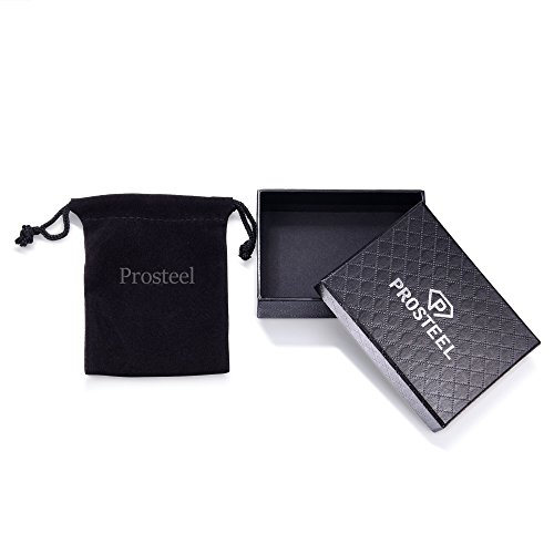 PROSTEEL Brazalete Hombre Acero Pulsera de Hombre de Plata Tono 21cm Acero Inoxidable 316L antialérgico Regalo para Novio Regalo de cumpleaños