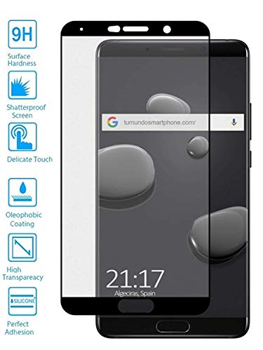 Protector de Pantalla Completa Full Glue para Huawei Mate 10 de Dureza de 9H sin Burbujas .Full Cover Cristal Vidrio Templado Premium de Cobertura Completa con Bordes Redondeados.(Negro Full Glue)