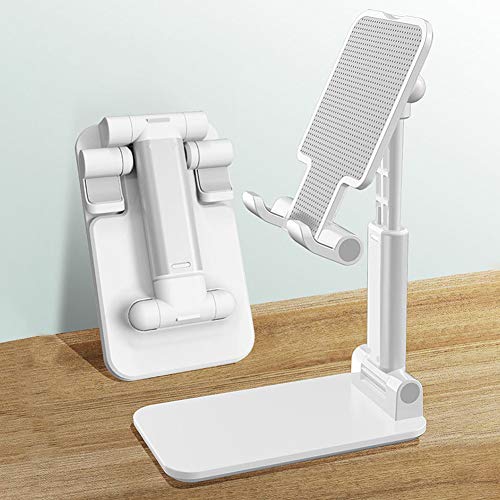 PURATEN - Soporte para teléfono móvil, soporte de escritorio ajustable, soporte para tablet plegable, compatible con tabletas de smartphone, No cero., Blanco, Tamaño libre