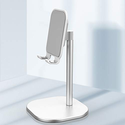 PURATEN - Soporte universal para teléfono móvil, universal, de aluminio, para escritorio, ajustable en ángulo, soporte para teléfono, tablet, soporte para teléfono, telescópico, No cero., plata, b.