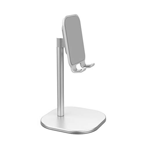 PURATEN - Soporte universal para teléfono móvil, universal, de aluminio, para escritorio, ajustable en ángulo, soporte para teléfono, tablet, soporte para teléfono, telescópico, No cero., plata, b.