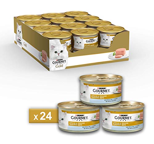 Purina Gourmet Gold Húmedo Gato Espuma, 24 latas de 85 g Cada una, Paquete de 24 x 85 g