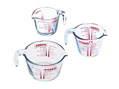 Pyrex Prepware Set de 3 Jarras Medidoras con Extrema Resistencia a los Choques Térmicos