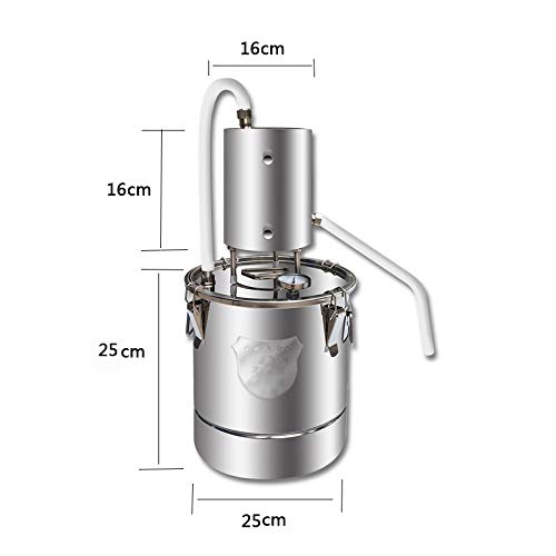 QIDIAN Alcohol Casero Agua Destilador Alcohol Cobre Vino Luz De Luna Espirituosos Caldera, Acero Inoxidable Kit De Destilación De Cerveza Casera (2.6 Gal/10L)