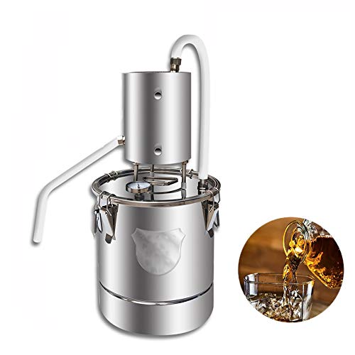 QIDIAN Destilador casero Moonshine Alcohol Still Spirits Kit Agua Alcohol Destilador Casero Brew Wine Making Kit 304 Stainless Steel Oil Boiler Keg (2.6 Gal/10L)