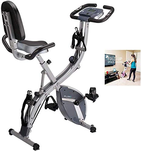 Qinmo 3-en-1 de la aptitud de bicicleta de ejercicios, entrenamiento total del cuerpo de bicicleta de ejercicios con respaldo alto, bandas de resistencia del brazo del asiento ajustable Trainer cubier