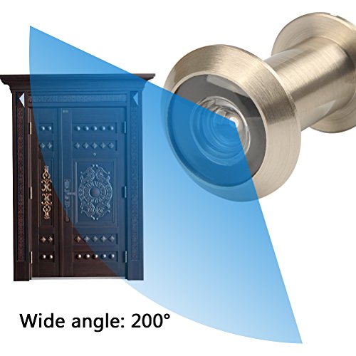 QLOUNI Mirilla para Puertas Acero Inoxidable de Espesor 35-55mm Ajustable (∅16mm) con HD vision de 200 Grados Seguridad para Hogar