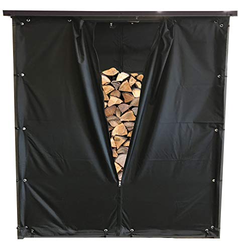 QUICK STAR Metal Chimenea Madera Estante Antracita XXL 185 x 70 x 185 cm Jardín Prinidor Refugio de 2,3 m³ de Madera Almacenamiento apilables Ayuda Exterior con protección contra el clima Negro