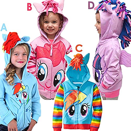 Rainbow Dash Sudadera con capucha para niña Rosa rosa 130 cm(5-6 años)