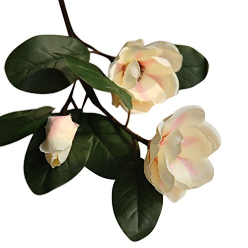 Ramo de Flores Artificiales de Magnolia de Tacto Real para Bodas, Fiestas, Ramo de Novias, hoteles, oficinas, Jardines, decoración del hogar