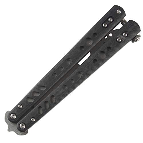 Ran's L Titanio Cuchillo Balisong Mariposa de Entrenamiento CSGO, para los Amantes de Los Juegos, Pestillo de Primavera CS/HDD40 (Agujeros Densos en la Cuchilla)