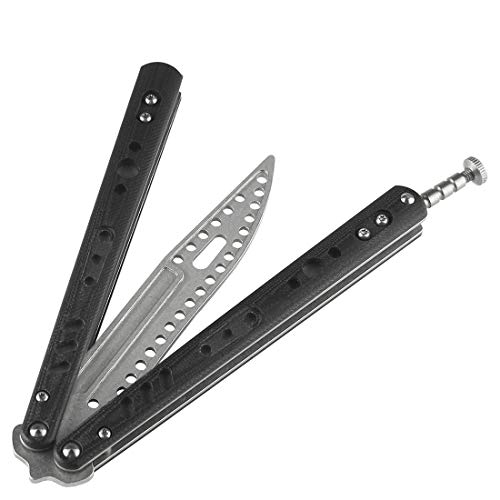 Ran's L Titanio Cuchillo Balisong Mariposa de Entrenamiento CSGO, para los Amantes de Los Juegos, Pestillo de Primavera CS/HDD40 (Agujeros Densos en la Cuchilla)