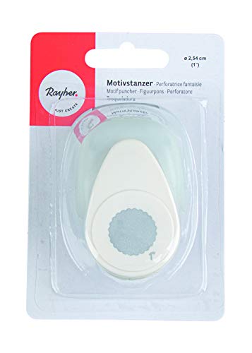 RAYHER 8964000 Redonda para Perforadora de Papel Decorativo con Borde Festoneado de diámetro 2,54 cm