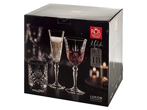 Rcr 735112 12 copas y 6 vasos, cristal, transparente