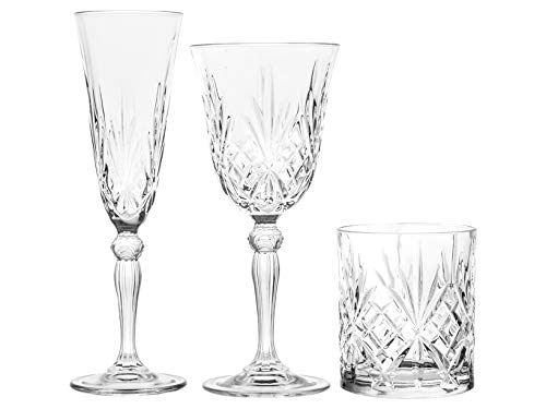 Rcr 735112 12 copas y 6 vasos, cristal, transparente