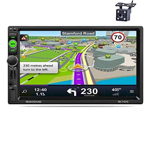 Reakosound Reproductor MP5 7157G de 7 pulgadas Radio 2 din 1080P HD Pantalla Táctil Bluetooth GPS de navegación Car Stereo Radio FM/AM/RDS Cámara de Visión Trasera