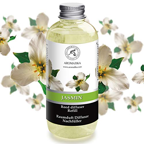 Recambio de difusor Jazmín 500ml - Aceite Esencial Puro & Natural Jazmín - Aroma de Intensas y Duraderas - 0% Alcohol - para Aromatizar el Aire en Cuartos - Baños - Hogares - Difusor Perfume