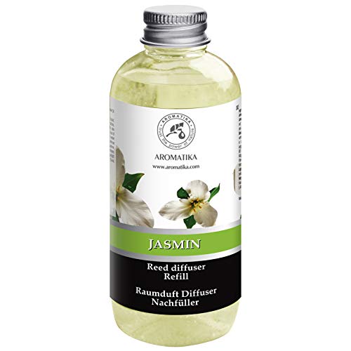 Recambio de difusor Jazmín 500ml - Aceite Esencial Puro & Natural Jazmín - Aroma de Intensas y Duraderas - 0% Alcohol - para Aromatizar el Aire en Cuartos - Baños - Hogares - Difusor Perfume