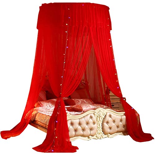 Red de cúpula de Techo para Bodas Red Dome, Cama de Bodas roja Decoración para Love Hotel Dome Camas con Dosel Bloqueo de Mosquitos Cúpula Decorativa Mosquitera Ropa de Cama Malla encriptada Fácil