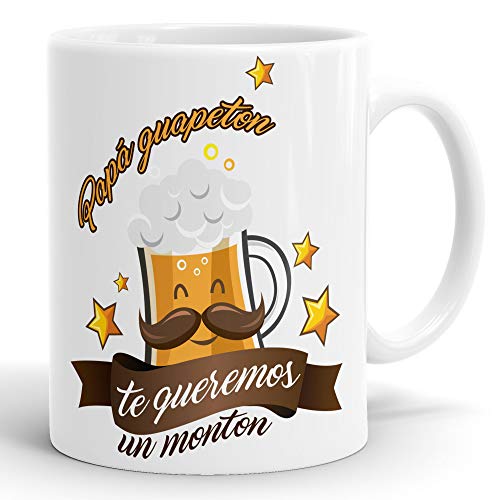 REGALOS ESTRELLA AZUL Taza día del Padre Regalo para Papa, Papa te Quiero, al Mejor papá del Mundo, Regalos Padres, Regalos día del Padre, te Quiero Papa, Taza con Frases (Papá guapetón)