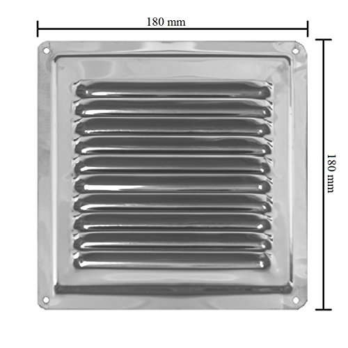 Rejilla de Ventilación de Aire Hecha de Acero Inoxidable No Magnético de Alta Calidad AISI 304, Rejilla de Ventilación Exterior. (18 x 18 cm)