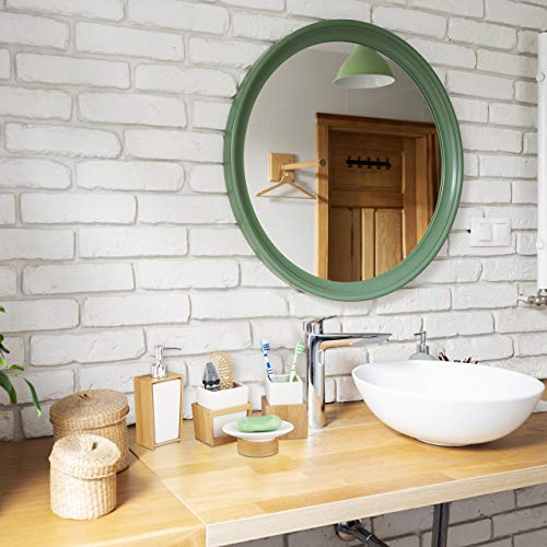 Relaxdays Juego de Accesorios de Baño Moderno, Bambú-Cerámica, Beige-Blanco, 4 Unidades