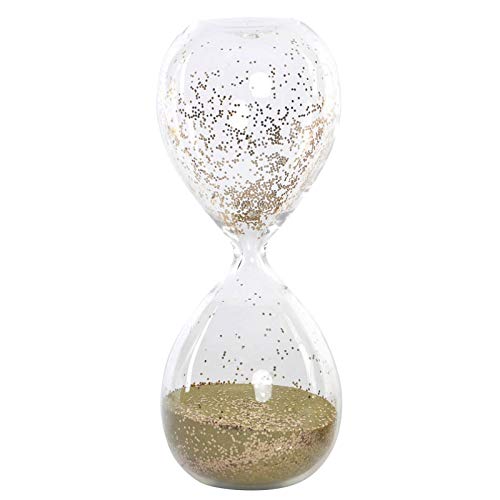 Reloj de Arena Dorado de Cristal. Diseño Original/Brillante, 2 Modelos a Elegir. Ideal para Decorar 9X20 cm - Hogar y Más - A