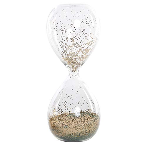 Reloj de Arena Dorado de Cristal. Diseño Original/Brillante, 2 Modelos a Elegir. Ideal para Decorar 9X20 cm - Hogar y Más - B