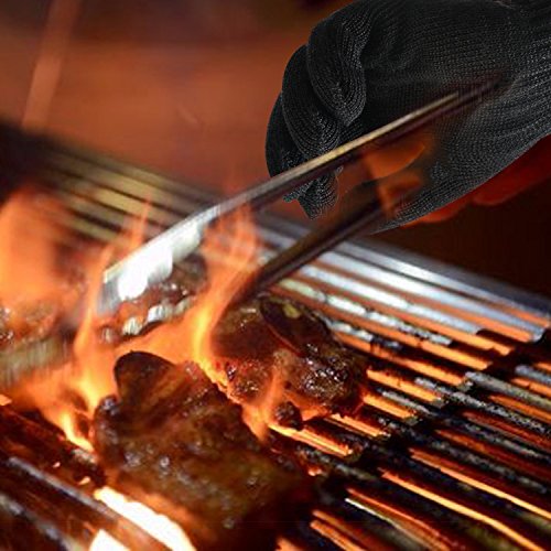 Remylady® - Guantes de protección gruesos profesionales para barbacoa, horno y cocina al aire libre. Protegen del calor. Color negro, Negro - 1 pieza