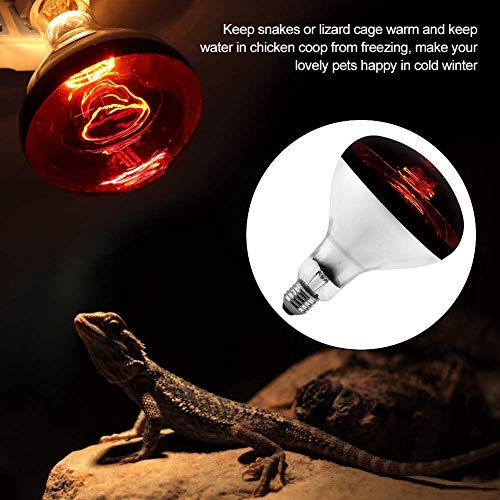 Reptil Infrarrojo Calor E27 Lámpara Bombilla Emisor Calentador Lámparas Luz de Vidrio para Mascotas Criadora Coop Pollo Lagarto Tortuga Serpiente Luz de Acuario para el Invierno Animal Farm 220-240V