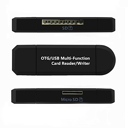 REY Adaptador OTG USB y Micro USB Multifunción con Lector de Tarjetas de Memoria SD y Micro SD